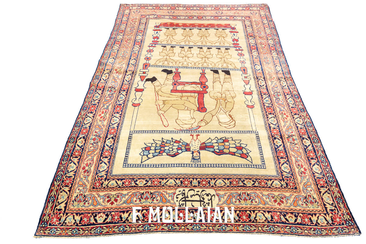 Kerman Ravar Pictorial Antique Rug n°:474313